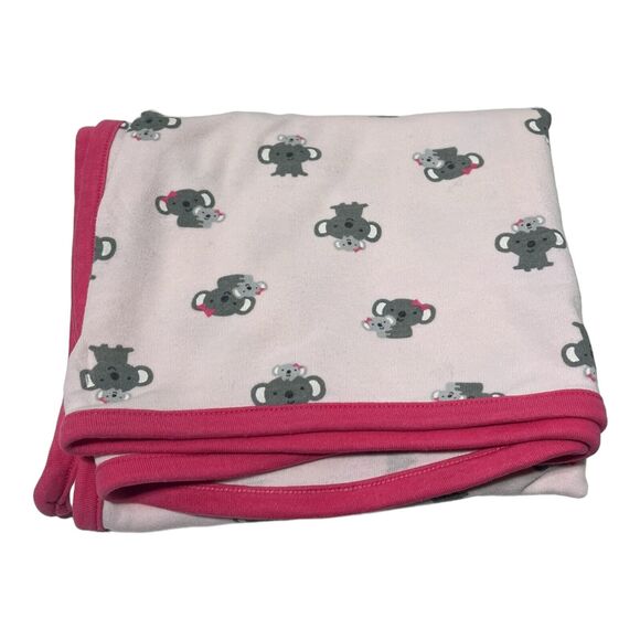 Just One You Carters Koala Bear Blanket Pink Knit Girl Bows Mom Baby - Picture 1 of 5